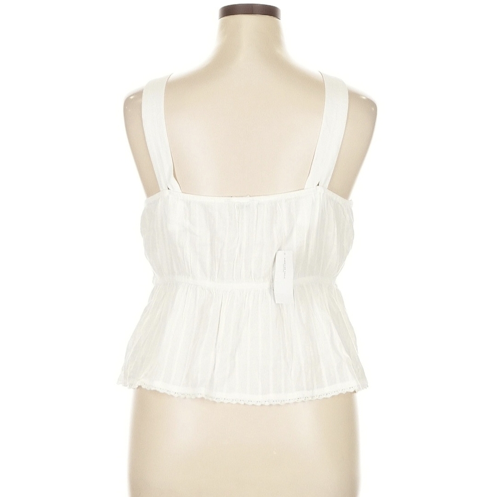 White Eyelet Peplum Lace Tank Top - Picture 2 of 7
